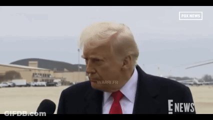 Donald Trump Is Talking Into A Microphone While Wearing A Suit And Tie . GIF