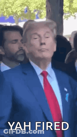 Donald Trump Is Wearing A Blue Suit And Red Tie And Making A Funny Face . GIF
