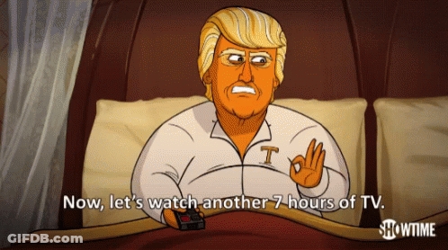 Donald Trump Laying In Bed Says Now Lets Watch Another 7 Hours Of TV GIF