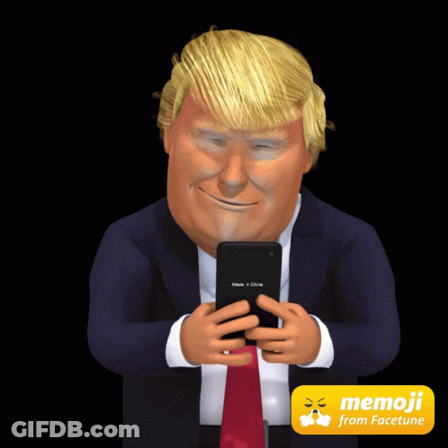 Donald Trump Looking At Cell Phone With Memoji GIF
