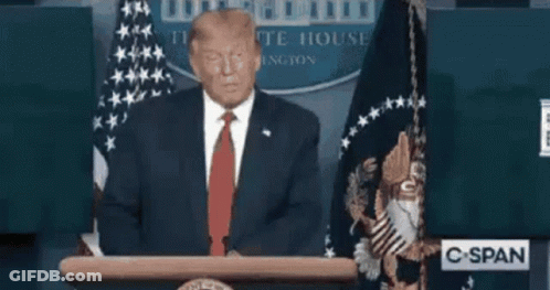 Donald Trump Making Funny Face Holding Microphone In Front Of Fox News Sign GIF