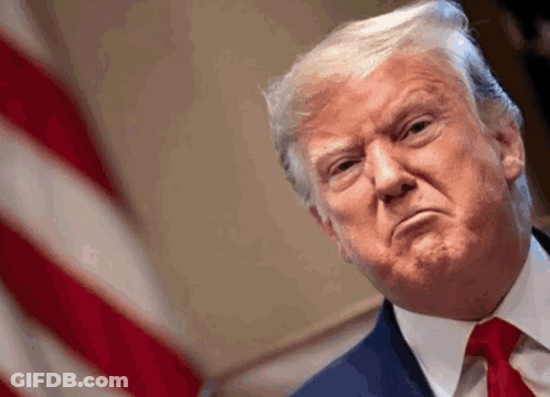 Donald Trump Making Funny Face In Front Of American Flag GIF