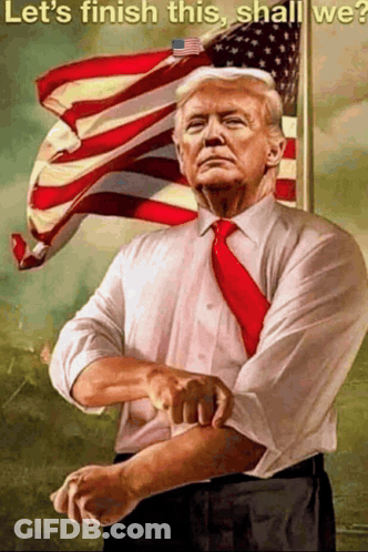 Donald Trump Painting With American Flag GIF