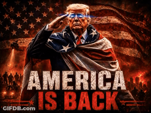 Donald Trump Saluting American Flag America Is Back GIF