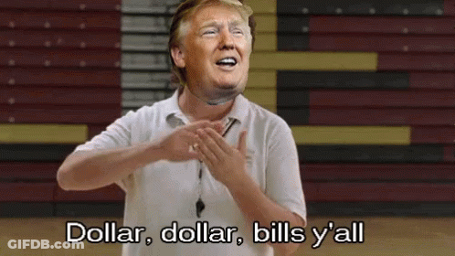 Donald Trump Says " Dollar Dollar Bills Y'all " In Front Of A Basketball Court GIF