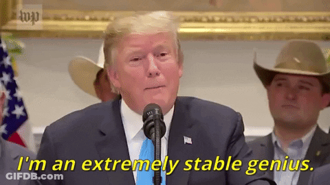 Donald Trump Speaking Into Microphone Extremely Stable Genius GIF