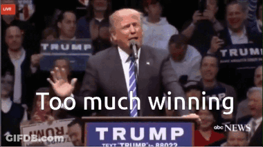 Donald Trump Speech At Podium Saying Trump Too Much Winning GIF
