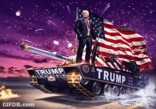 Donald Trump Standing On Trump Tank GIF