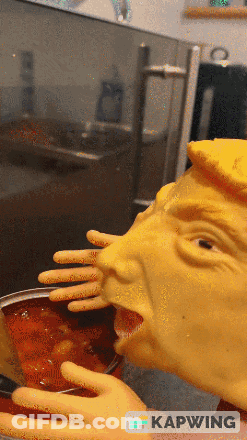 Donald Trump Statue Eating Soup GIF