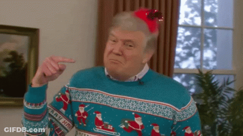 Donald Trump Ugly Christmas Sweater Santa Hat GIF