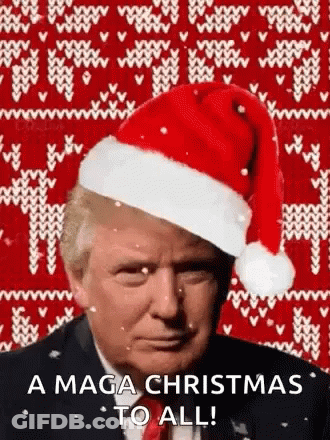 Donald Trump Wearing Santa Hat On Christmas Sweater GIF