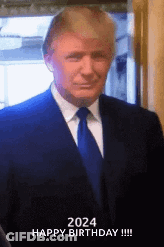 Donald Trump Wishing Happy Birthday In Suit And Tie GIF