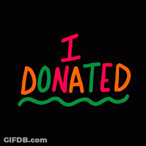 Donation Colorful Moving Text GIF