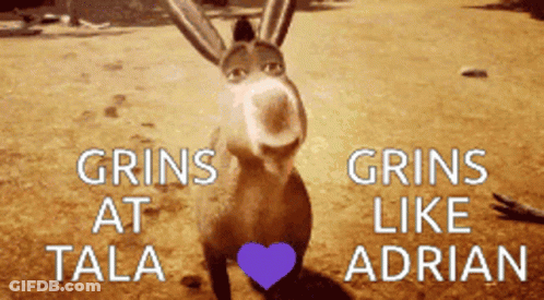 Donkey Grinning At Tala And Adrian GIF
