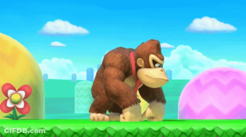 Donkey Kong Standing On Green Field GIF