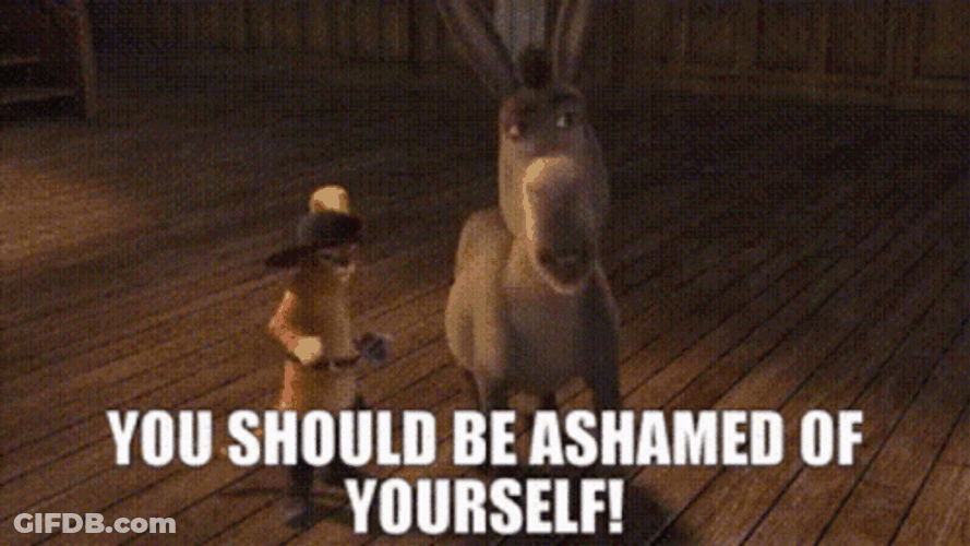 Donkey With Puss In Boots Shame GIF