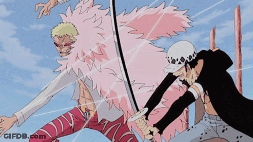 Donquixote Doflamingo Fighting Against Trafalgar Law GIF