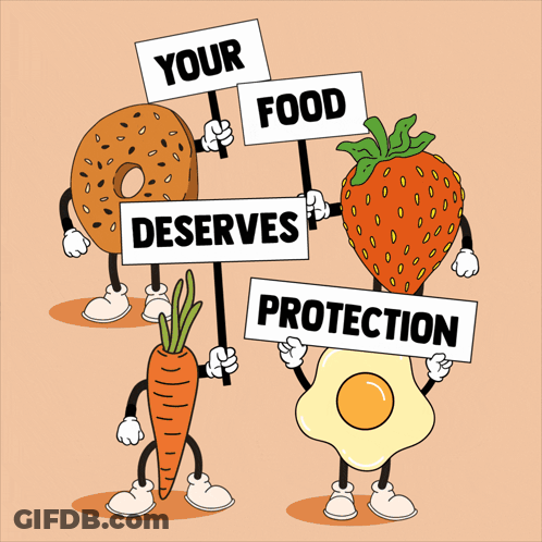 Donut Carrot Strawberry Egg With Your Food Deserves Protection GIF