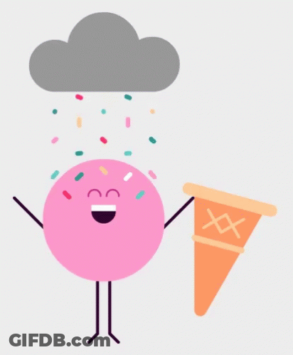 Donut Holding Ice Cream Cone Under Cloud GIF