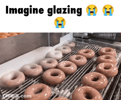 Donuts On Conveyor Belt With Imagine Glazing GIF