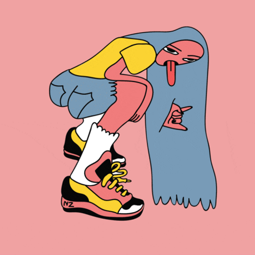 Doodle Cool Girl Long Hair GIF