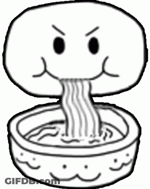 Doodle Smiley Eating Noodle GIF