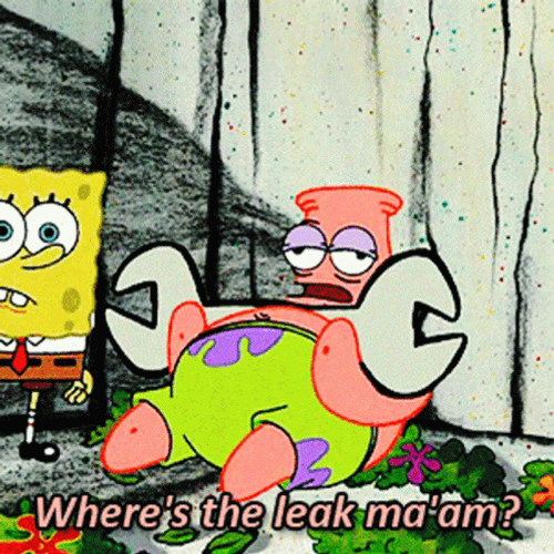 Doodlebob Wheres The Leak Maam GIF