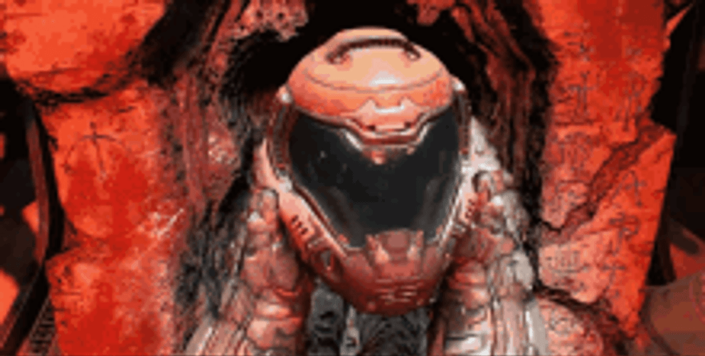 Doom Eternal Character Wearing Helmet GIF