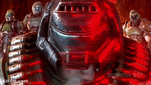 Doom Slayer Group Red Background GIF