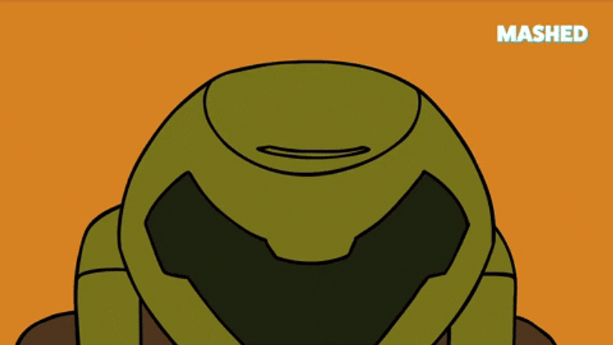 Doom Slayer Staredown Face Reveal Animation GIF