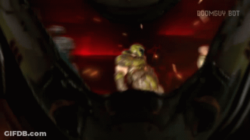 Doomguy Walking With Robot And Man GIF