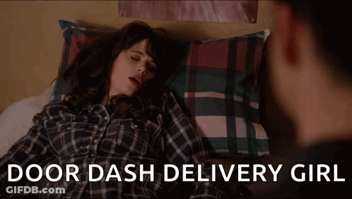 Door Dash Delivery Girl Lying On Bed GIF