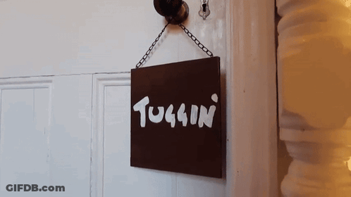 Door Sign Saying Tugging GIF