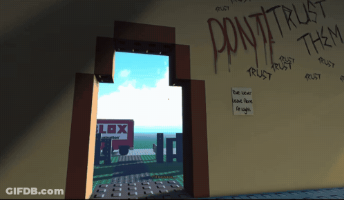 Doorway With Graffiti Saying Pontitrust This GIF