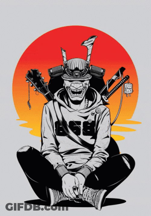 Dope Cartoon Japanese Modern Samurai GIF