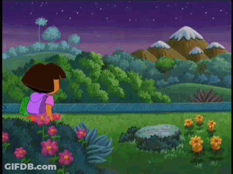 Dora And Monkey Beside Train GIF