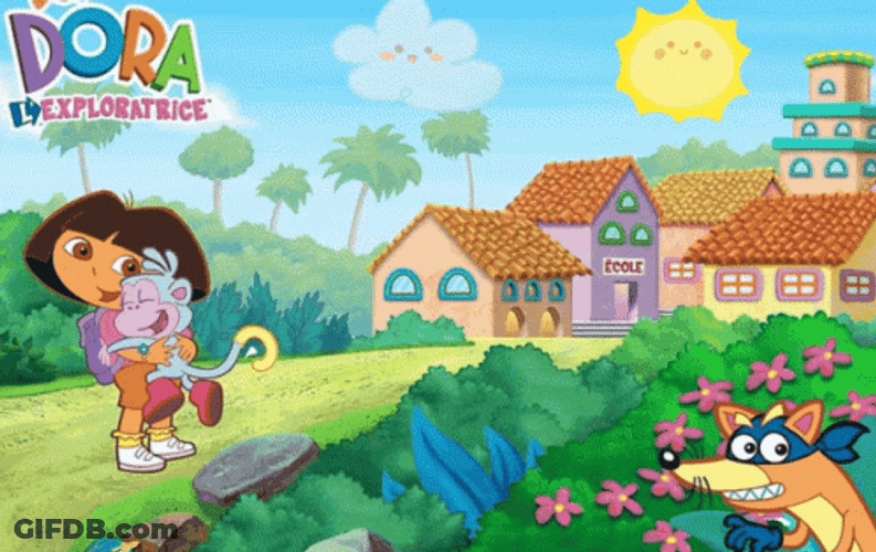 Dora Hugging Her Friend Boots GIF