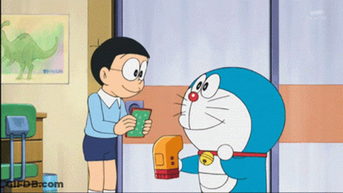 Doraemon Giving Gift To Boy GIF