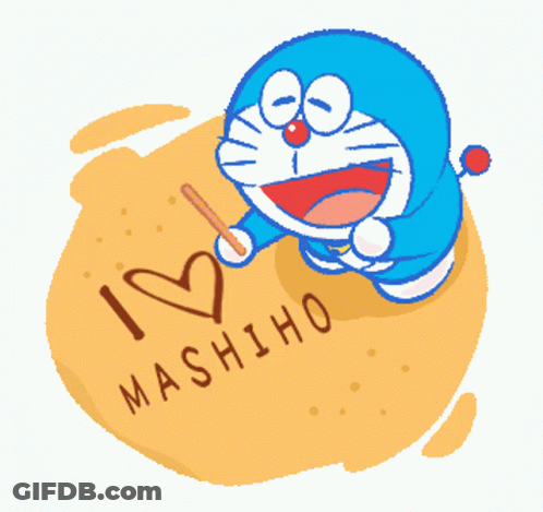 Doraemon Holding Stick Saying I Love Mashiho GIF