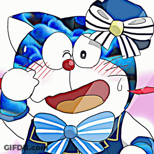 Doraemon In Blue Hat And Bow Tie GIF