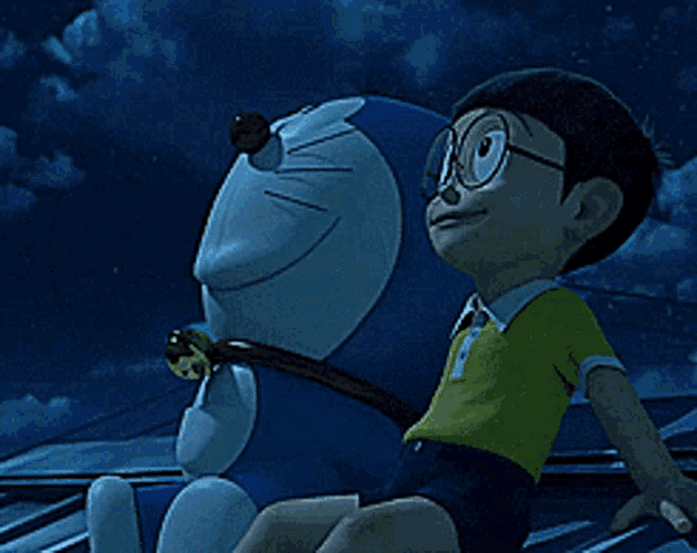 Doraemon Nobita Moongazing GIF