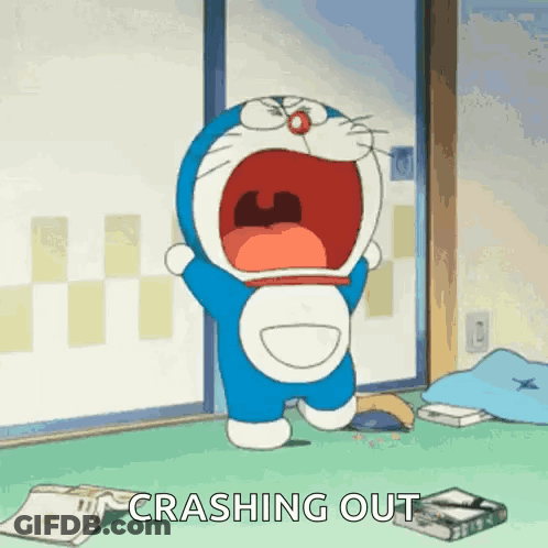Doraemon Screaming Crashing Out GIF
