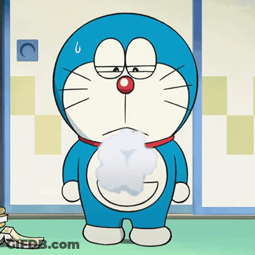 Doraemon Standing By Wall With Install Circle GIF