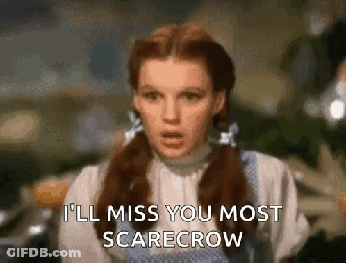 Dorothy Saying I'll Miss You Most Scarecrow GIF