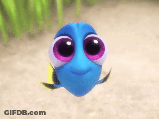 Dory Swimming And Looking At Camera GIF