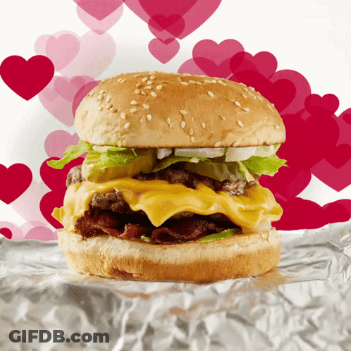 Double Cheeseburger With Bacon And Lettuce On Tin Foil GIF