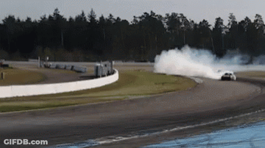 Double Smoking Drift Cars GIF