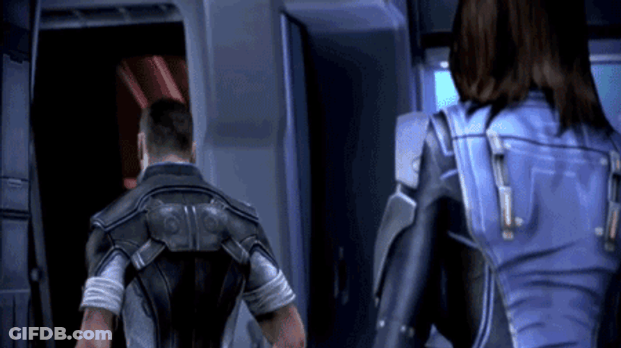 Double Take Commander Shepard Rotate Head GIF