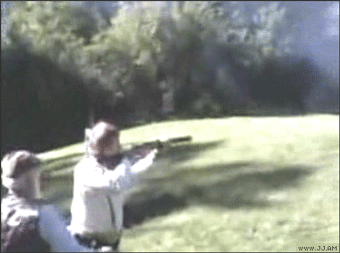 Double Take Gun Dropping Loads GIF