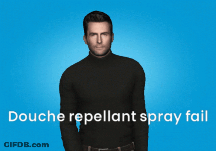 Douchebag Repellant Spray Adam Levine GIF